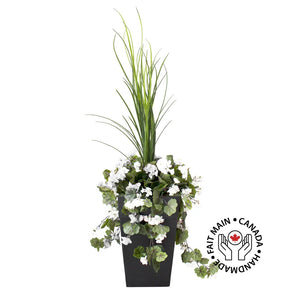 40" OUTDOOR WHITE GERANIUM PLANTER